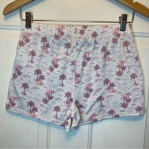 Abercrombie Kids Pink & Cream High Waist Sleep Shorts Sz 13/14 Palm Trees